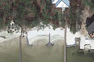 Aerial photo of living shorelines